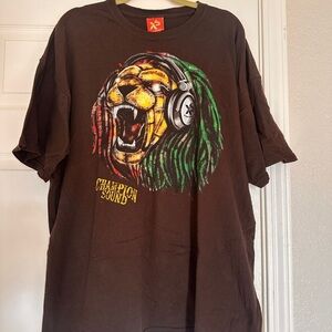 Brown EXACT SCIENCE Graphic Tee Reggae Leo Lion Bob Marley Rastafarian Music